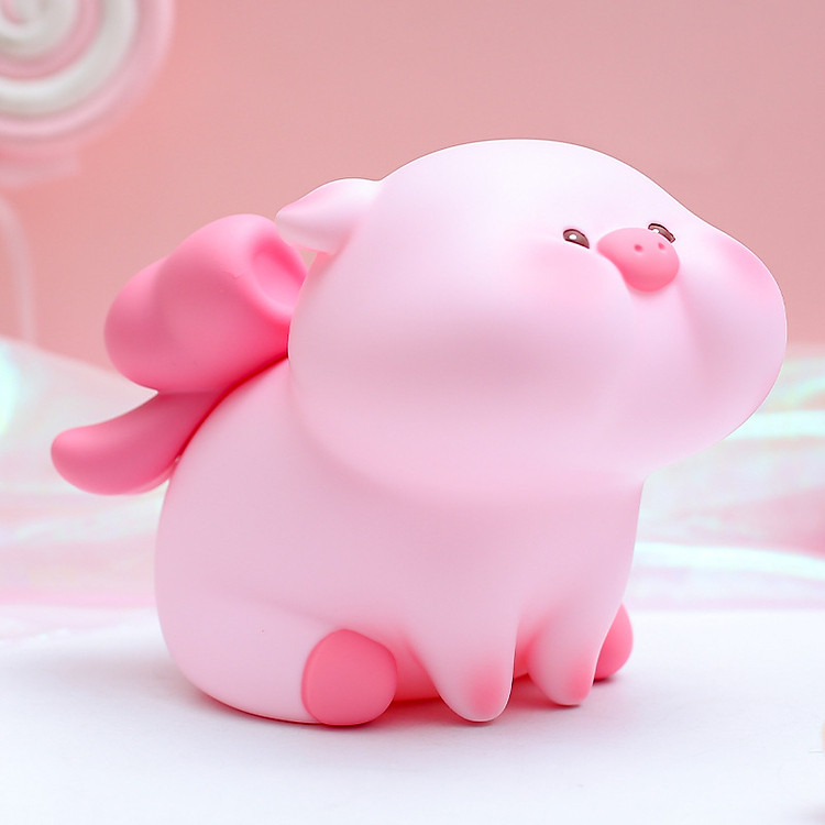 Ống Tiết Kiệm Hình Heo Hồng Thắt Nơ