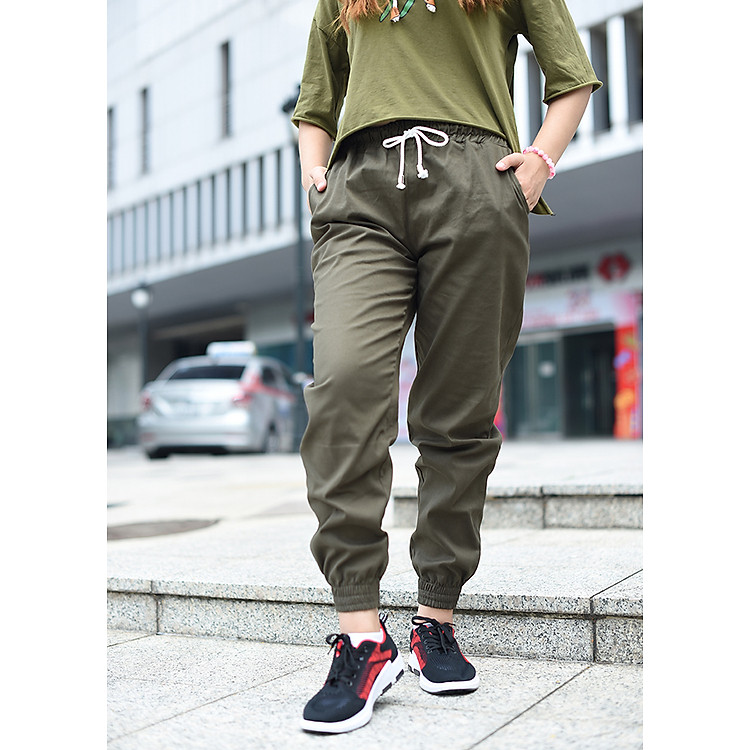 Quần Jogger kaki Nữ Co Giãn 4 Chiều Phong Cách Thể Thao M08