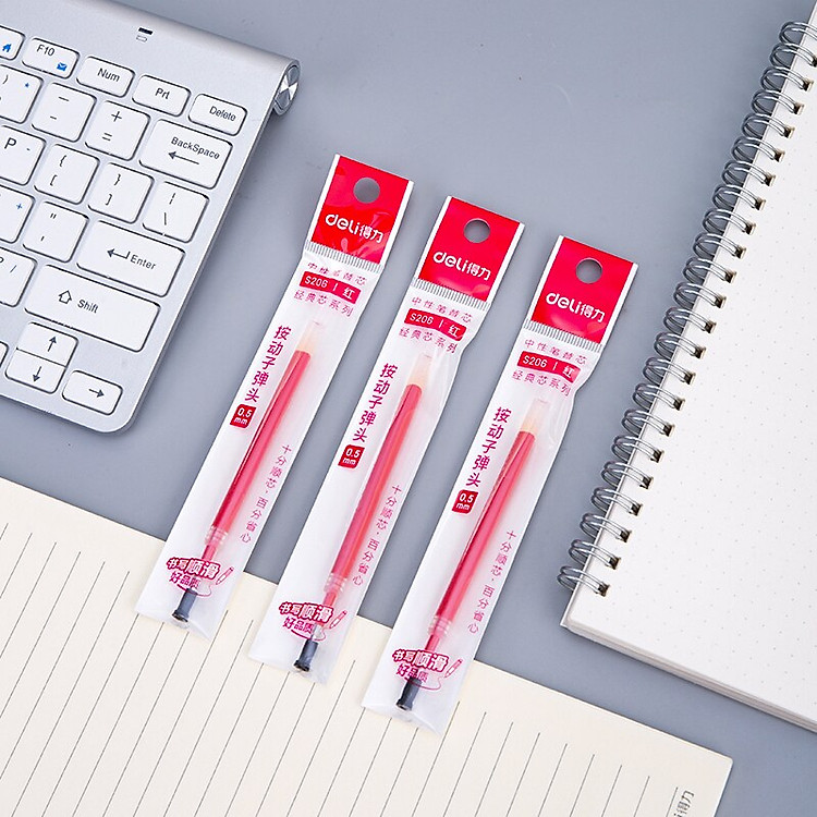Ngòi Ruột Bút Bi Nước Mực Gel Deli (Màu xanh, đen, đỏ) - Ảnh 2