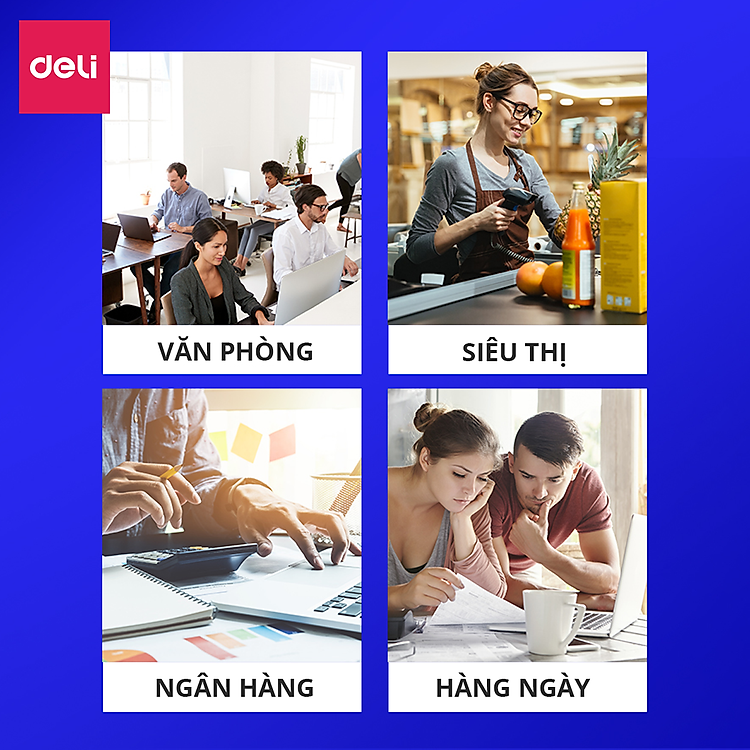 Máy Tính Để Bàn Deli E837 (12 số) - Xanh than - Ảnh 4