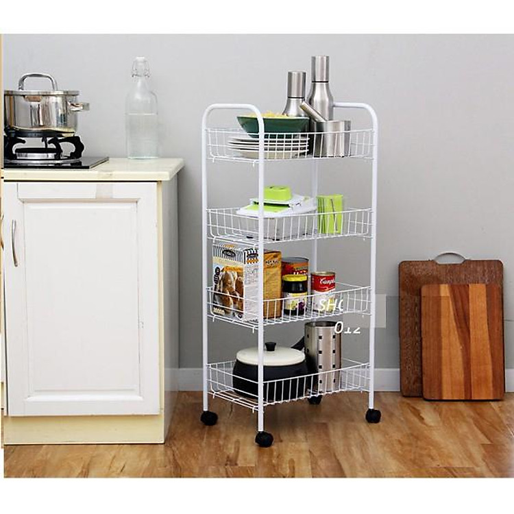 Kệ để đồ 4 tầng GIA ĐÌNH đa năng có bánh xe hàng cao cấp