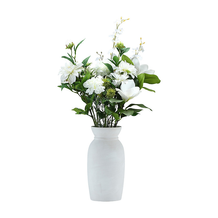 Chậu Cây Giả Nhựa MADALIA Màu Trắng W54.8xD39.6xH80 Cm|Index Living Mall|Nội Thất Thái Lan