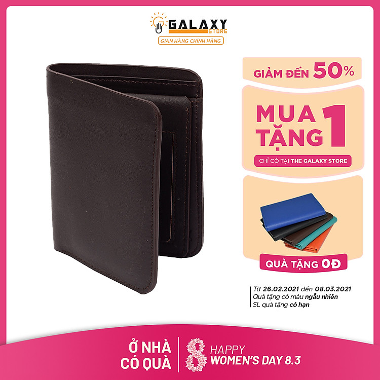 Ví Nam Bóp Nam Đứng Da Bò Thật Có Khe SIM Galaxy Store GVN05 (Nâu)