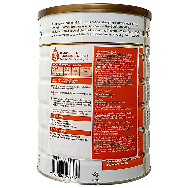 Sữa Blackmores Toddler số 3 900g - Hình ảnh 2