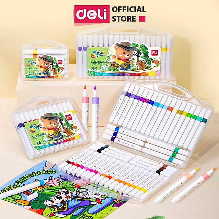 Bút Dạ Màu Marker Calligraphy Đầu Lông Mềm Deli