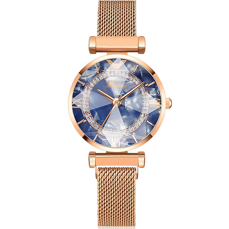 Đồng Hồ Nữ Mặt 3D Thời trang hàn QUốc Dây Thép Mành Khóa Nam CHâm Cao Cấp