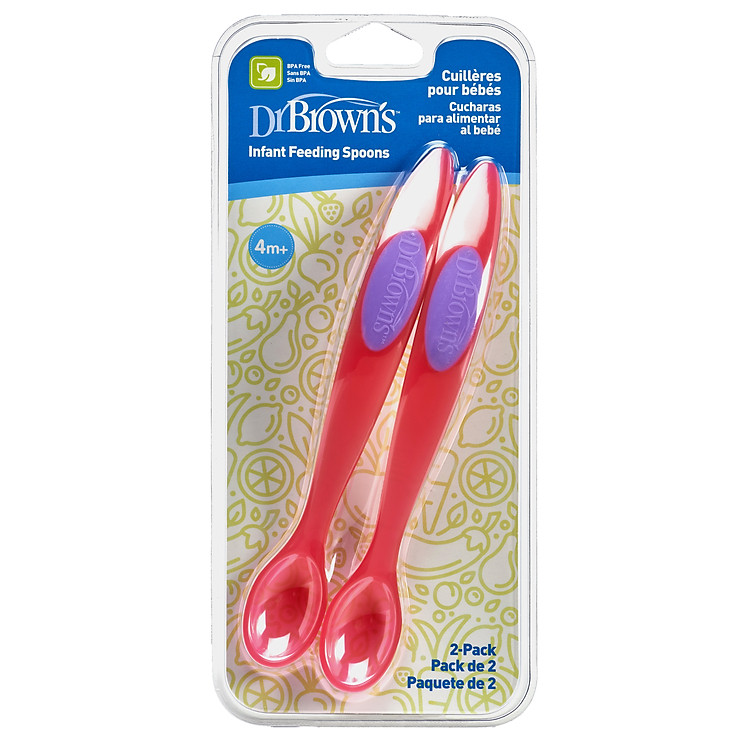 Bộ 2 thìa ăn dặm Dr.Brown's - Hồng Chính hãng Ưu đãi - Hình ảnh 3