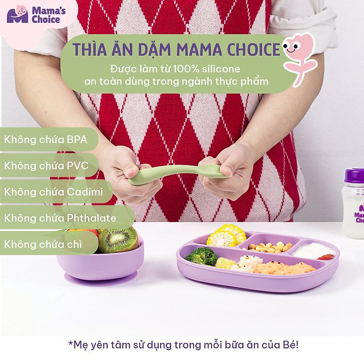 Thìa Ăn Dặm Silicone Mama's Choice 2023 Chính hãng Giá rẻ - Hình ảnh 5