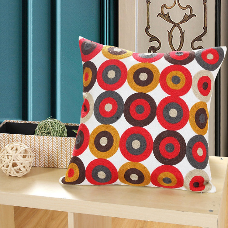 Gối sofa tựa lưng linen thêu hoa văn cao cấp Châu Âu