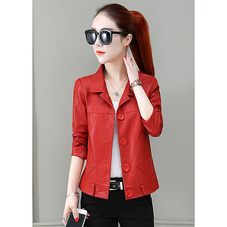 Áo Khoác Da Cài Khuy Cá Tính Cao Cấp TD74