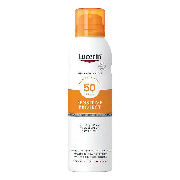Eucerin Xịt Chống Nắng Toàn Thân Sun Spray Transparent Dry Touch Sensitive Protect SPF 50 200ml