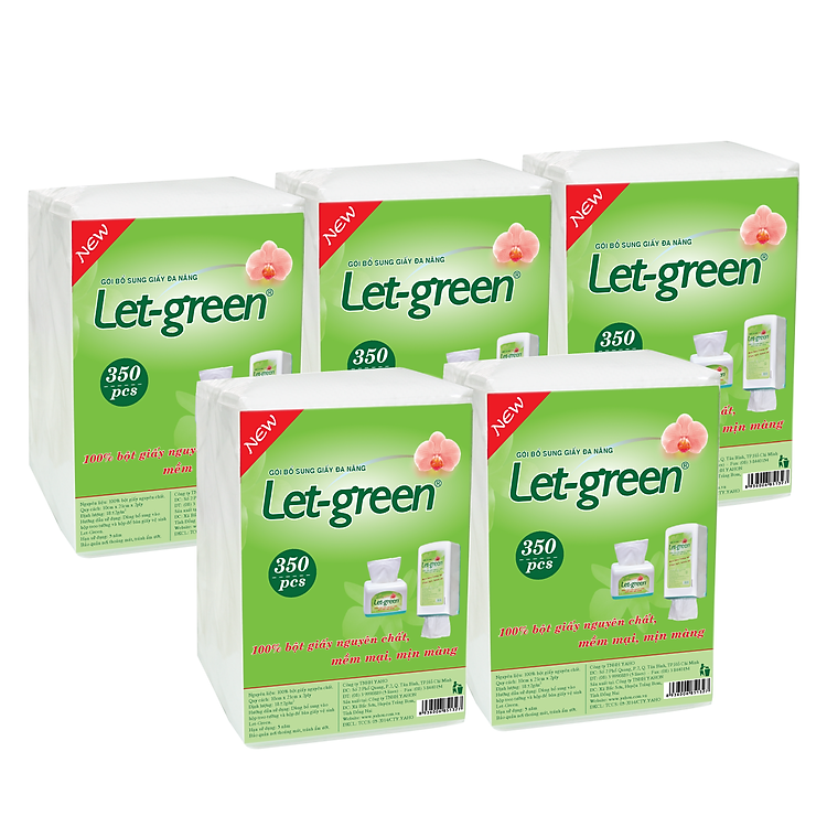 Combo 5 Bao Bổ Sung Giấy Vệ Sinh Let-Green 350 Tờ/Bao