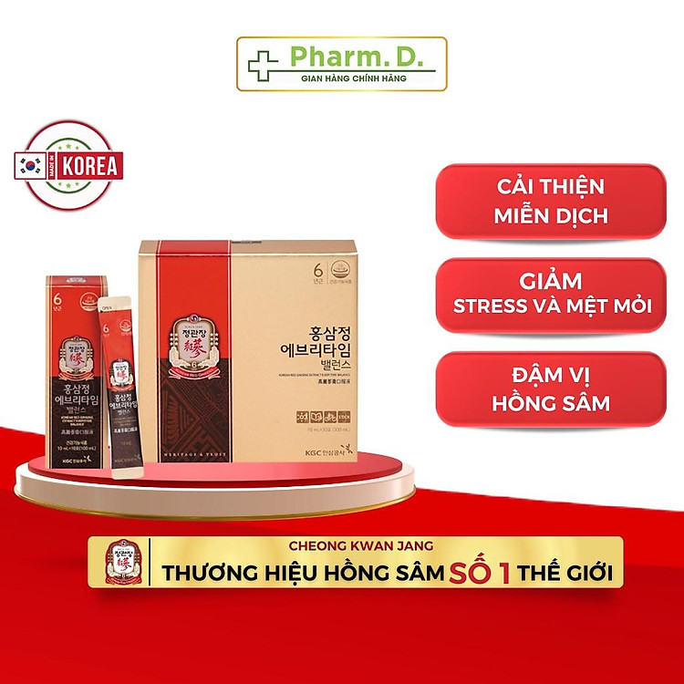 Tinh Chất Hồng Sâm Pha Sẵn EveryTime Balance KGC Cheong Kwan Jang (Hộp 20 gói, 30 gói x 10ml)