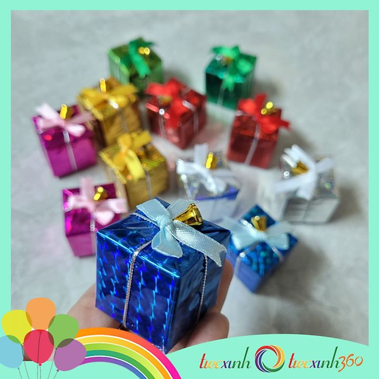 Set 12 hộp quà mini treo trang trí cây thông Noel