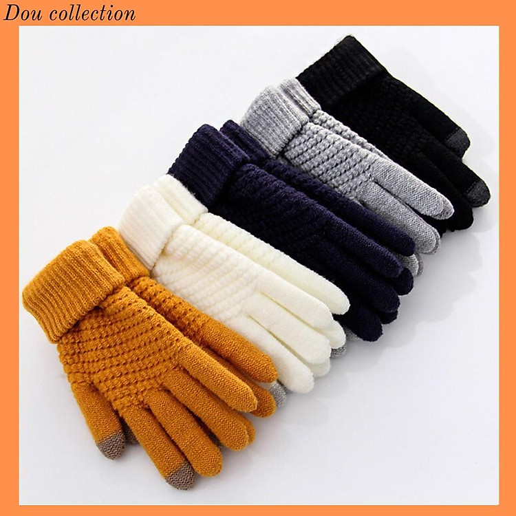 Găng Tay Len (Bao tay len) Dày Màu Trơn Giữ Ấm Thiết Kế Ngón Tay Chạm Màn Hình Cảm Ứng - Touchscreen Gloves - Mã GT000