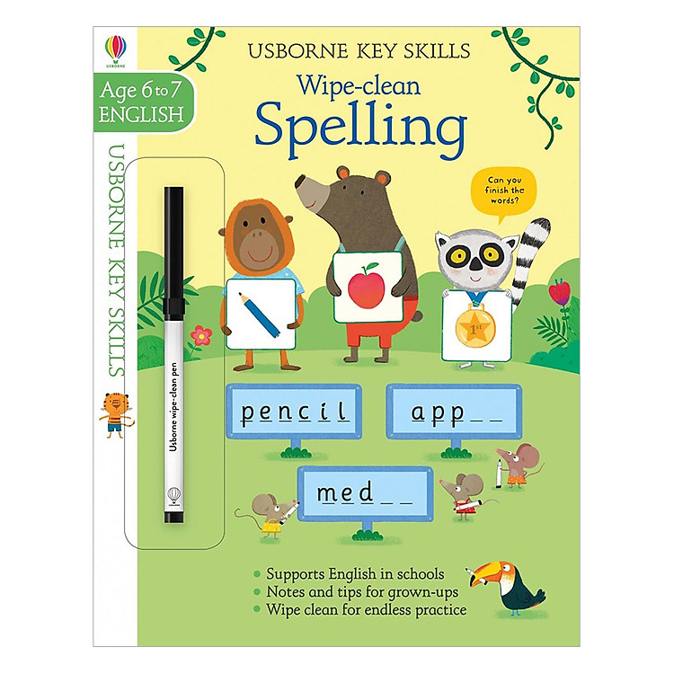 Sách Usborne Usborne Key Skills Wipe-clean Spelling 6-7