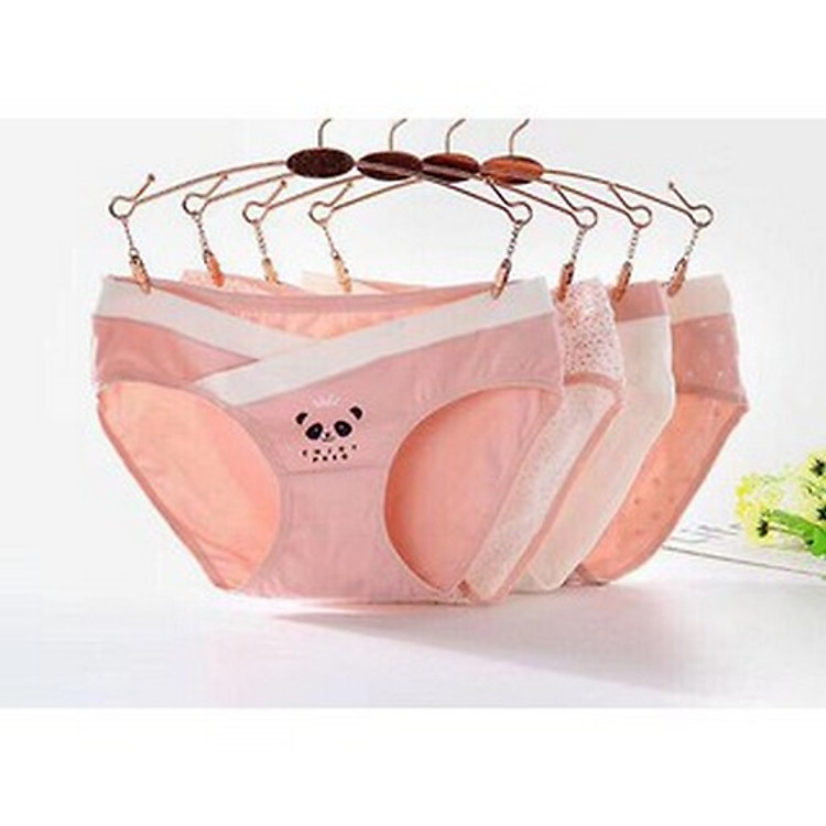 Sét 4 Quần Lót Bầu cạp chéo coton sịn siêu đáng yêu ( túi zip)