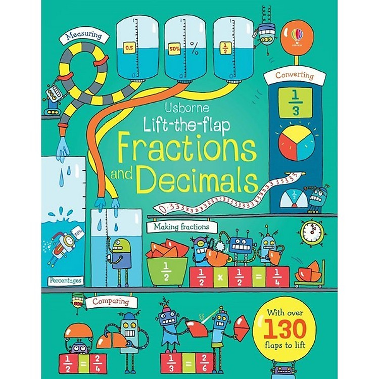 Sách Usborne Lift the flap Fractions and Decimals