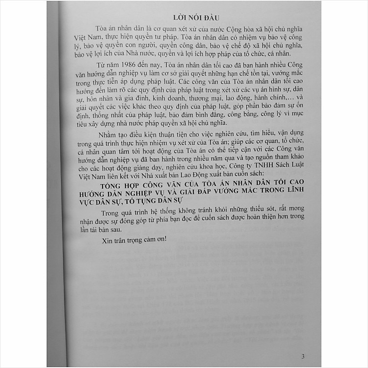 Tổng Hợp Công Văn Của Tòa Án Nhân Dân Tối Cao Hướng Dẫn Nghiệp Vụ và Giải Đáp Thắc Mắc Trong Lĩnh Vực Dân Sự, Tố Tụng Dân Sự - V2287T - Ảnh 2