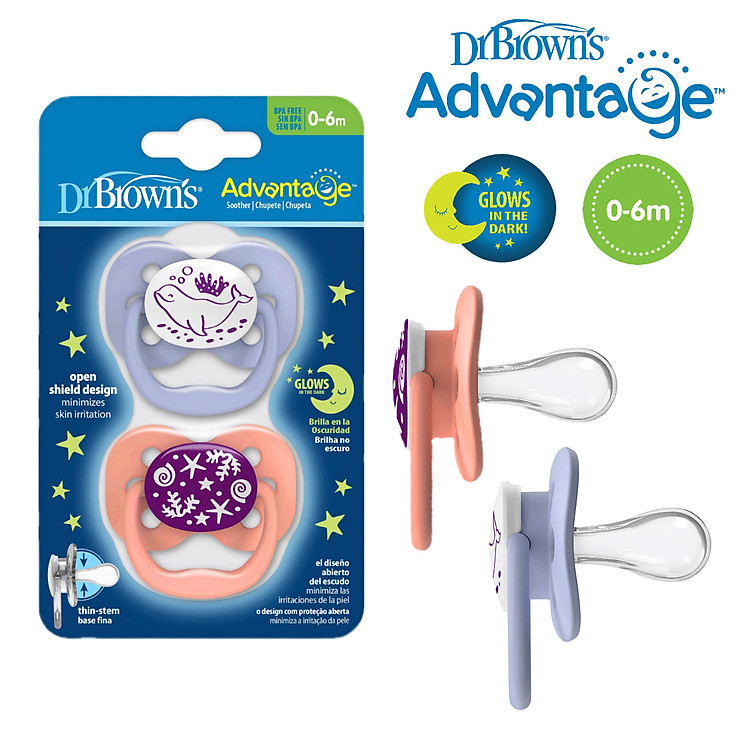 Bộ 2 ty ngậm Dr.Brown’s Advantage 0-6m Chính hãng Tiết kiệm