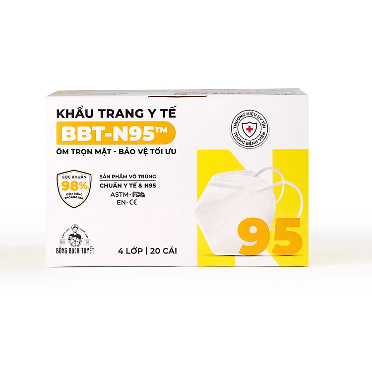KHẨU TRANG BÔNG BẠCH TUYẾT N95 TRẮNG