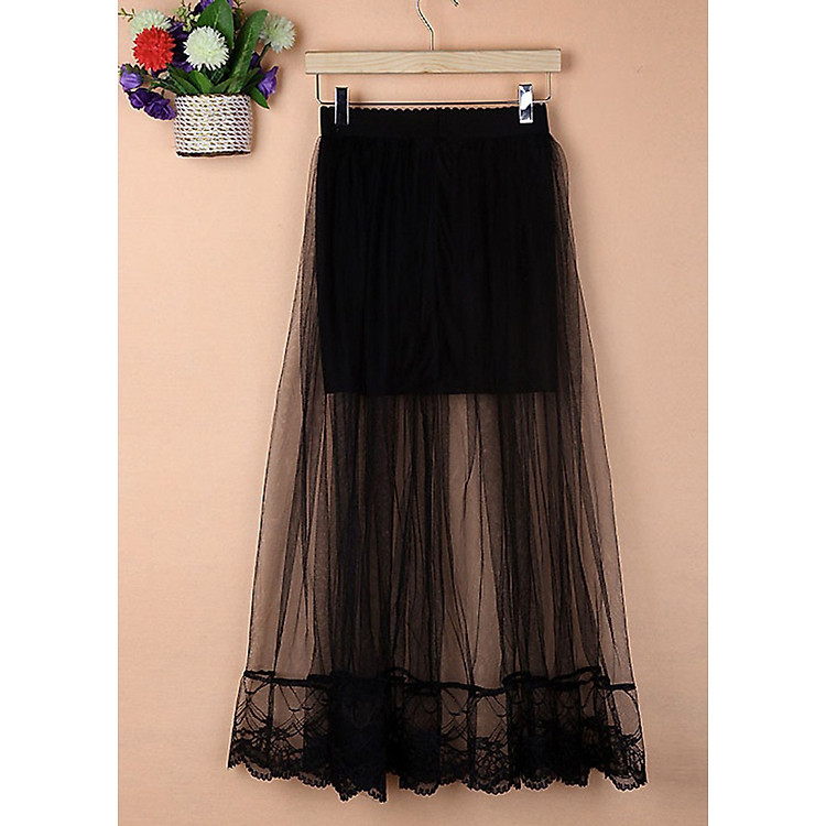 Chân váy maxi ren kiểu dáng công chúa