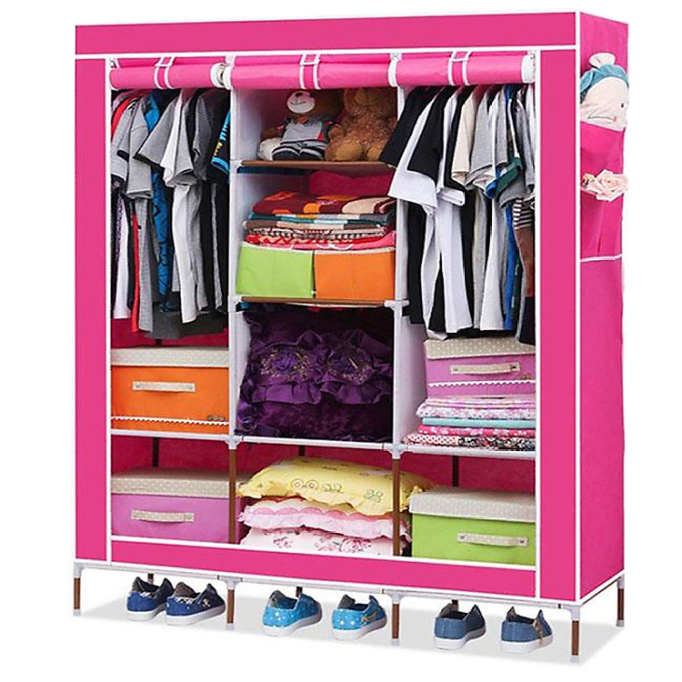 Tủ Vải 3 Buồng 8 Ngăn Khung Inox (Giao Màu Ngẫu Nhiên)