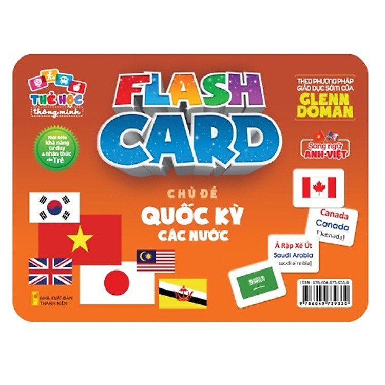 Flash card Theo phương pháp giáo dục sớm của Glenn Doman – Thẻ học thông minh (song ngữ Anh Việt) - Chủ đề: Quốc kỳ các nước