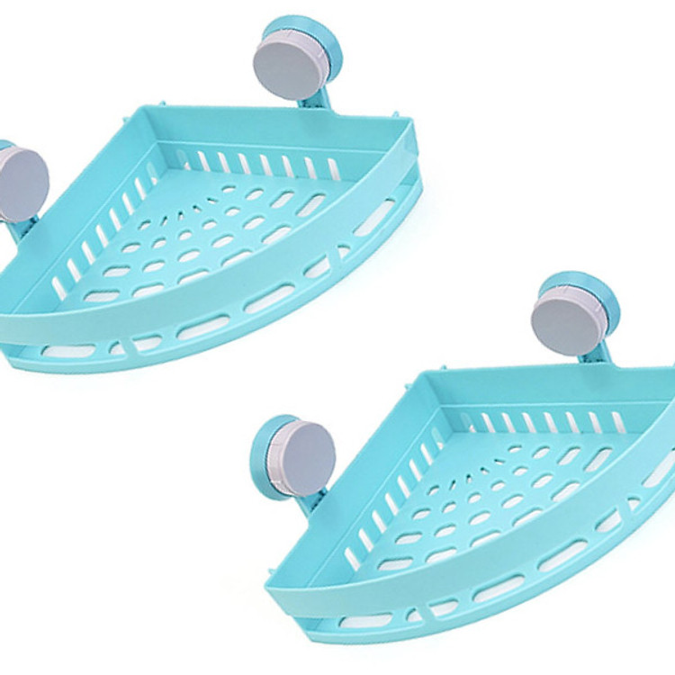Bộ 2 chiếc kệ góc để đồ, vật dụng nhà tắm, nhà bếp hút chân không