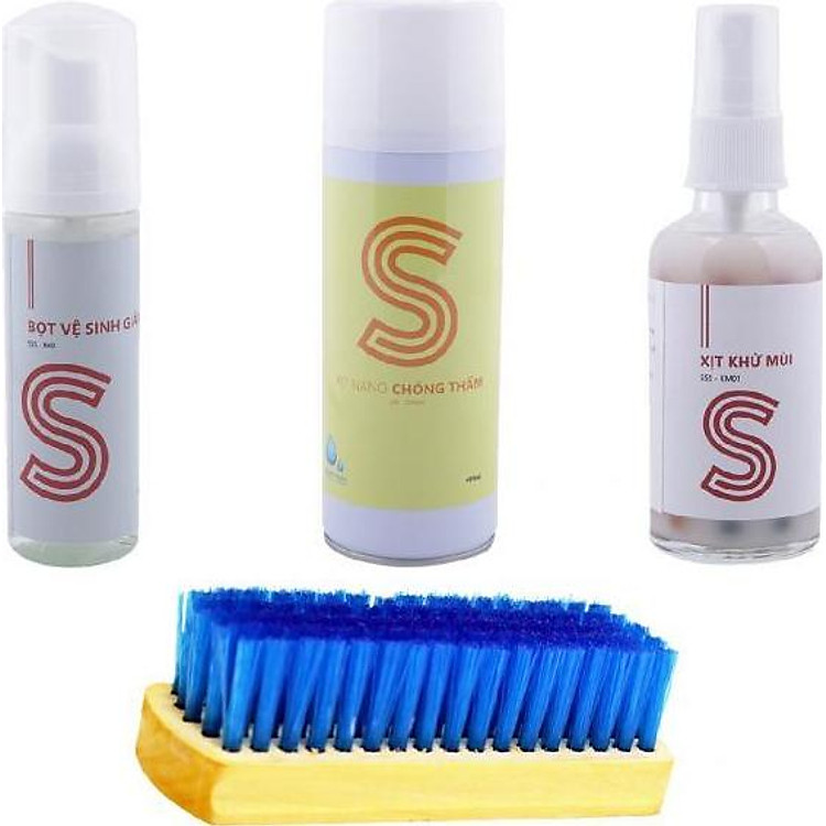 Bộ bọt vệ sinh giày 60ml, xịt khử mùi 50ml, xịt nano chống thấm 400ml và bàn chải COMBOSSS6