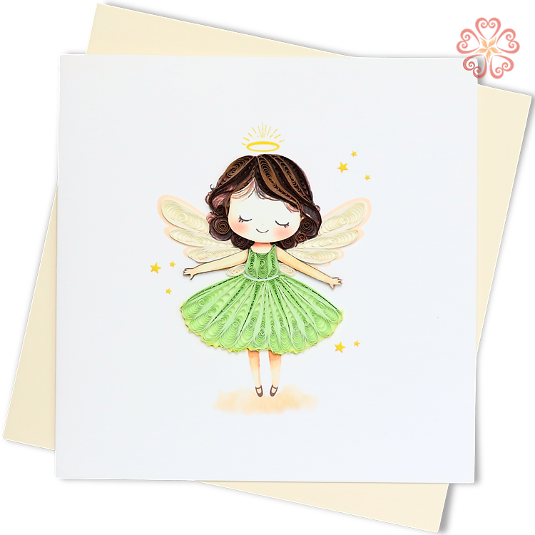 Thiệp Giấy Xoắn Nghệ Thuật - Thiên Thần Nhỏ - Little Angel - Birth Of A Baby- 15 x 15 - VN2XM115D13NN