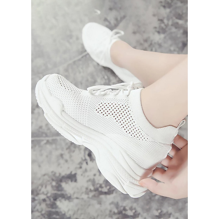 Giày Sneaker Nữ Độn Đế Đẹp Cổ Chun Hapu