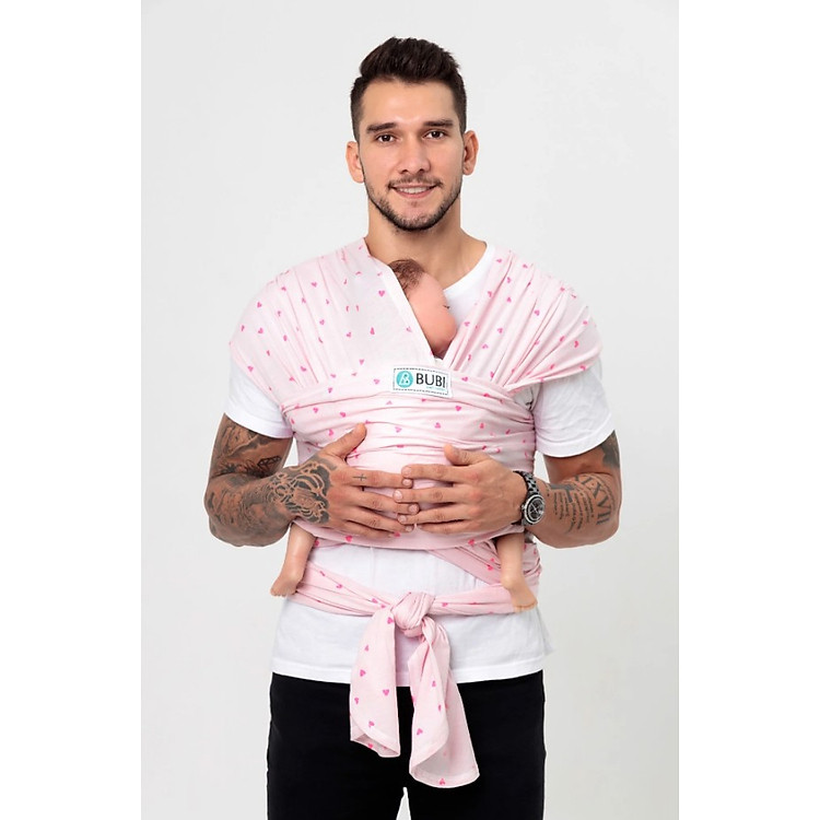 Mua Địu vải BUBI WRAP Họa tiết Tim Hồng Chính hãng Ưu đãi - Hình ảnh 4