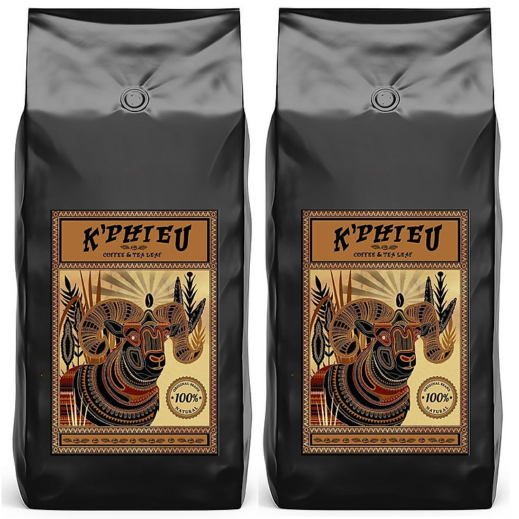 Combo 2 kg cà phê pha máy espresso K Phiêu - cà phê rang xay nguyên chất Cầu Đất Việt Nam mỗi túi 1kg
