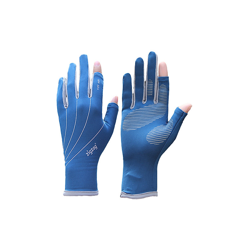Găng tay hơ ngón chống nắng UPF50+ xanh xám Zigzag GLV00805