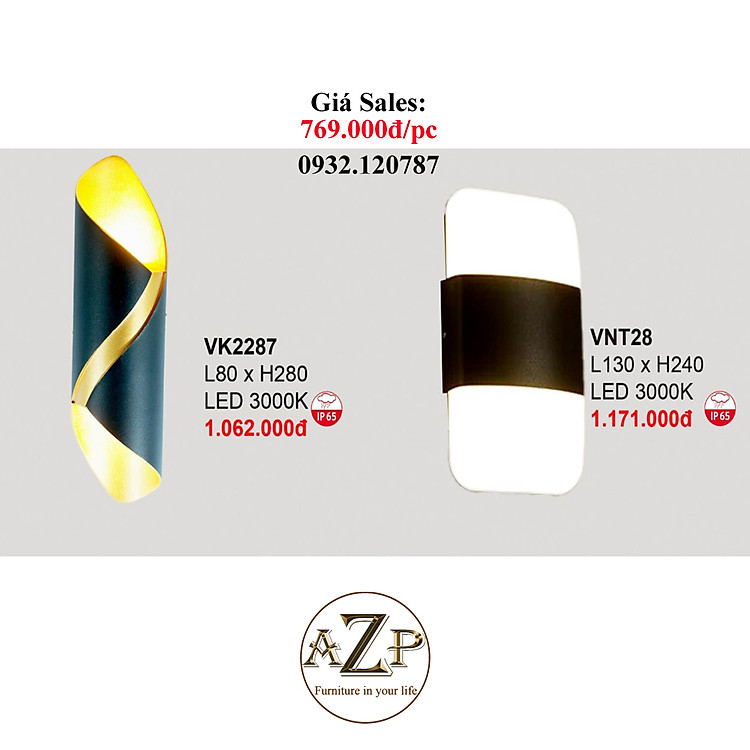 AZP - ĐÈN ỐP VÁCH / ĐÈN TRANG TRÍ / ĐÈN TREO TƯỜNG PHÒNG KHÁCH, PHÒNG NGỦ, NHÀ HÀNG, KHÁCH SẠN AZP-VNT28 / AZP-VK2287 phong cách đương đại, hàng nhập khẩu AZP