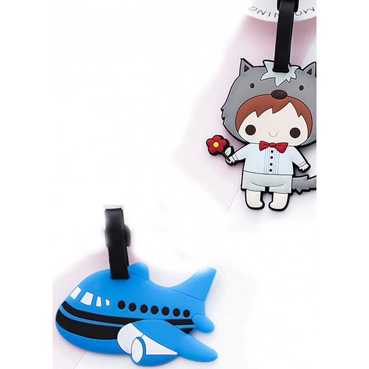 Thẻ hành lý, thẻ tên vail, thẻ treo vali Cậu Bé+ Máy bay xanh (Combo 2 thẻ)