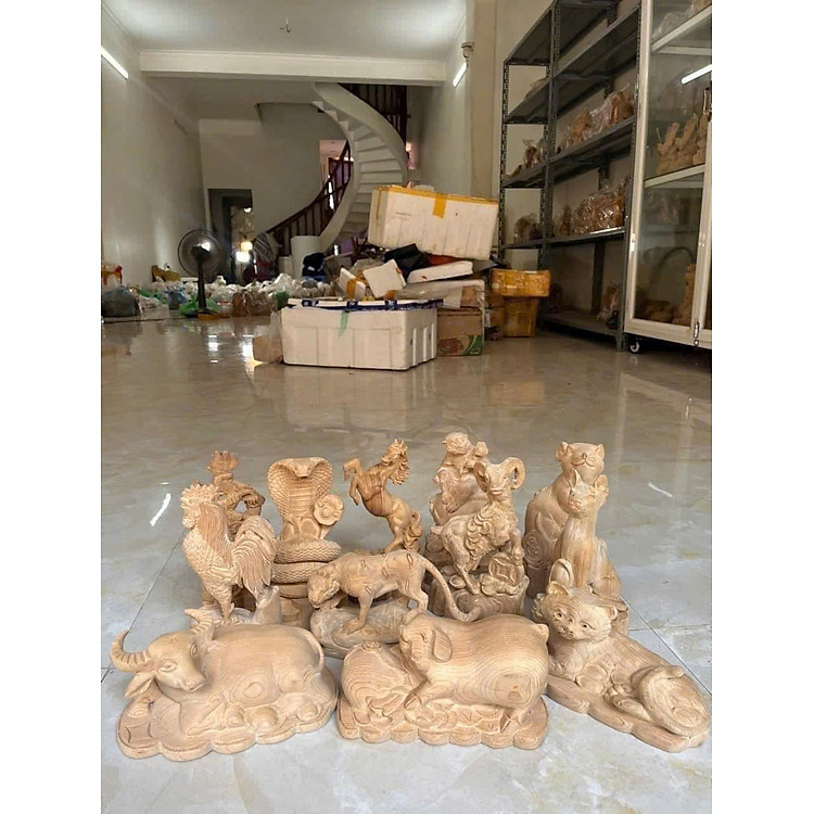 Tượng điêu khắc 12 con giáp bằng gỗ ngọc Am (20cm) - Ảnh 5