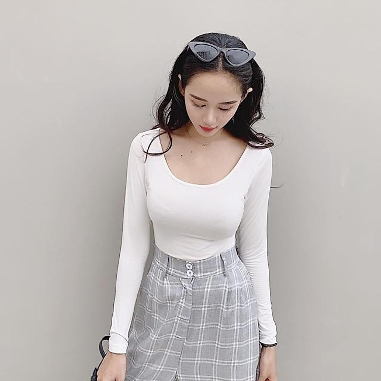Áo thun nữ tay dài ôm body dáng hở lưng/ chất thun mịn
