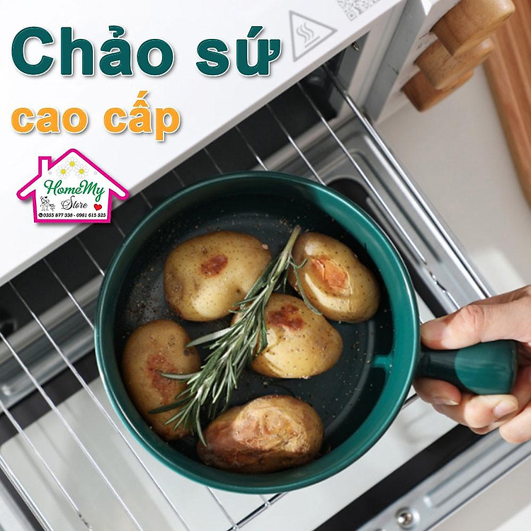 Chảo sứ chảo gốm tay cầm béo 6 màu kiêm tô bát khay nướng sứ tiện lợi HomemyStore decor nhà xinh