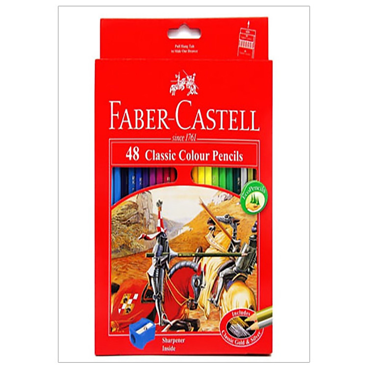 Faber-Castell-115858-Chì Màu Classic Knight - 48 Màu Dài + Chuốt