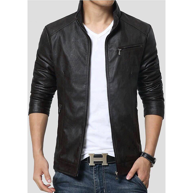 Áo Khoác Da Nam Thu Đông AK89 - Đen