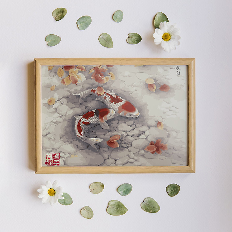 Tranh tô màu theo số cá tài lộc 148