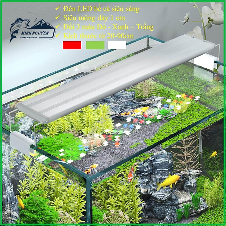 Đèn LED bể cá Đèn LED XML đổi 3 màu 20-80 cm bể thủy sinh Đèn LED XuanMeiLong siêu sáng siêu mỏng dày 1cm