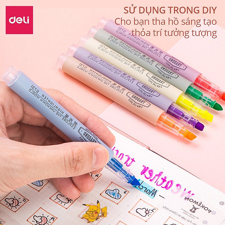 Bút Dấu Dòng Dạ Quang Deli (6 chiếc) - Ảnh 6