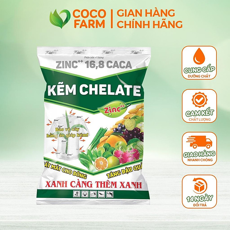 Phân Bón Vi Lượng Kẽm Chelate Zin C++ 18,6 Caca Tăng Đậu Quả Bảo Vệ Cây Bằng Lớp Giáp Kẽm 100g