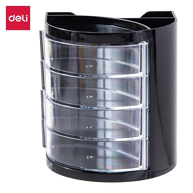 Cốc Cắm Bút Deli 4 Ngăn Đen (1 chiếc) - Ảnh 5