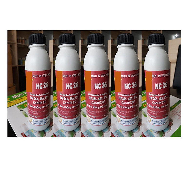 5 hủ mực nạp cho Canon 337, HP 26a, 48a in đậm. Bình, chai mực bơm cho hộp mực máy in Canon 220, Hp M15, M402,426