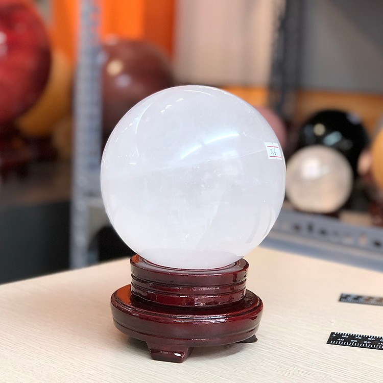 Quả cầu phong thủy đá canxit trắng