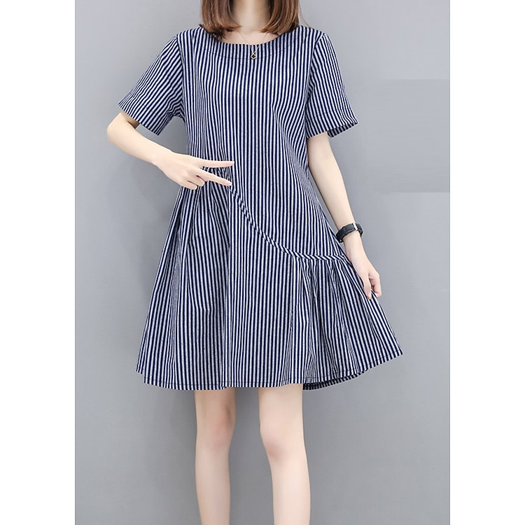 Đầm suông kẻ sọc dáng xòe đuôi cá D45